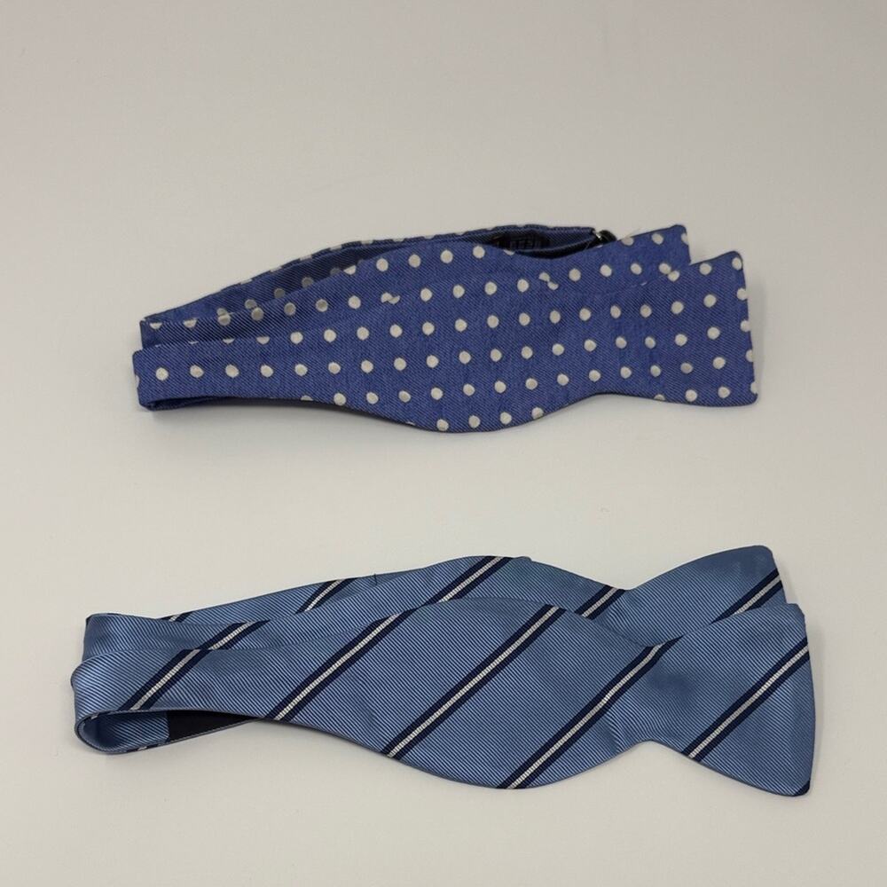 Paul Stuart Set of 2 100% Silk Bow Ties - Polka Dot and Stripes